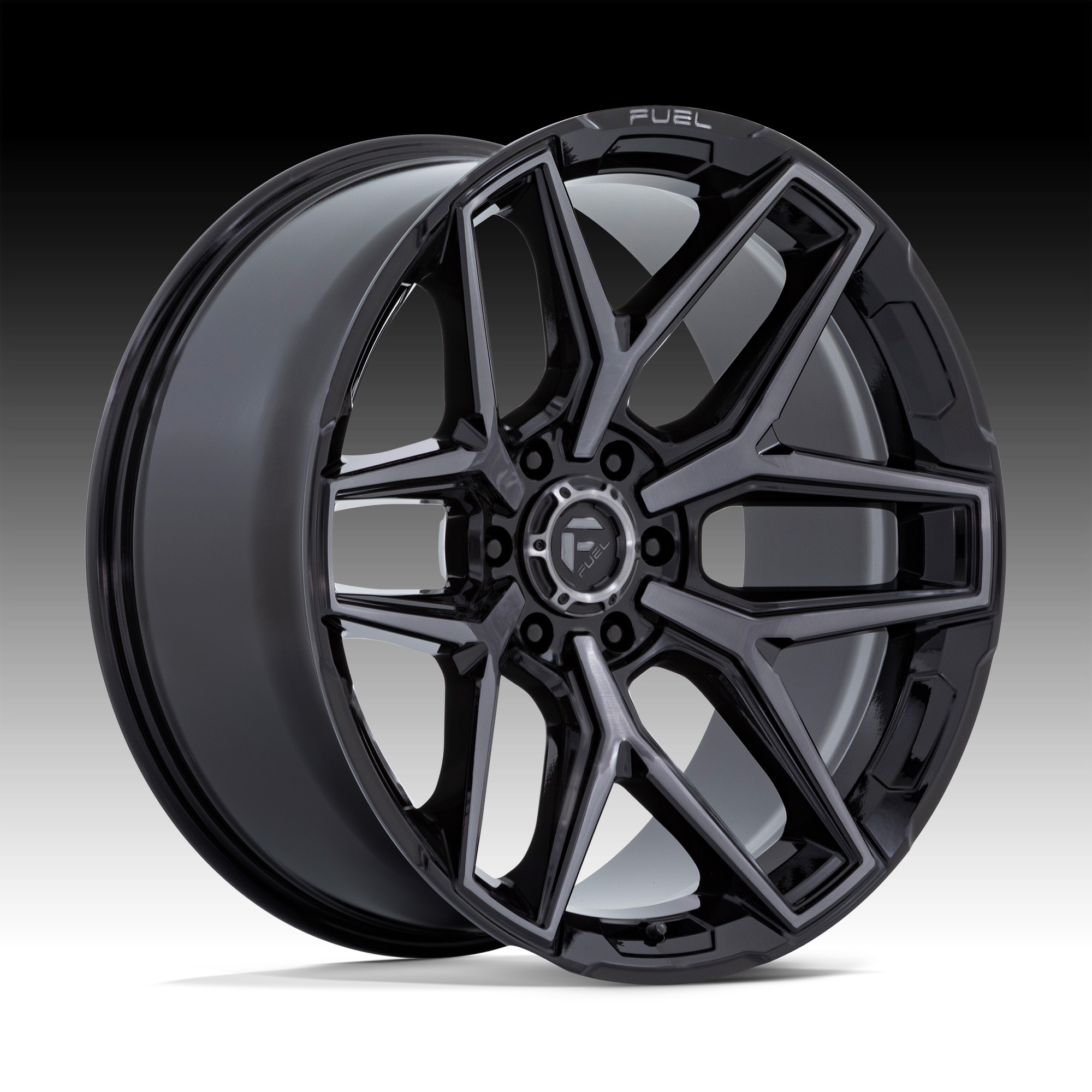 fuel-flux-fc854bt-6-lug-brushed-black-gray-tint-custom-truck-wheels